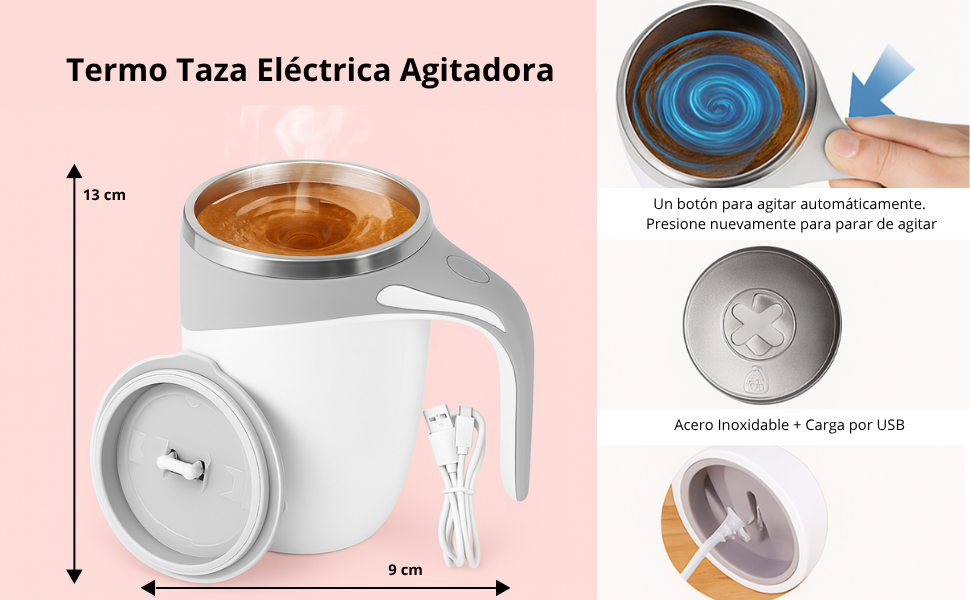 Taza termo eléctrica agitadora